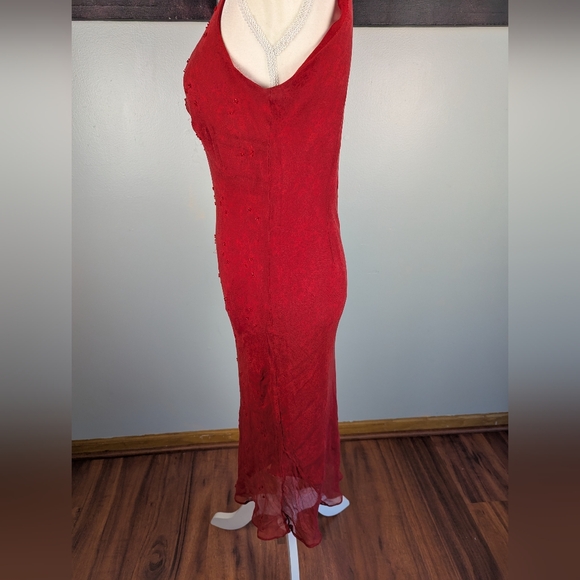 Vintage Ice Silk Red Dress - Picture 6 of 11